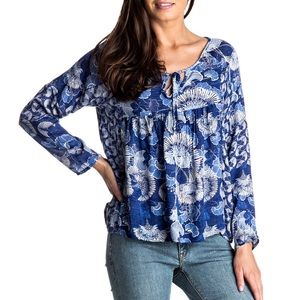 Roxy Blue Hawaiian Blue Floral Blouse